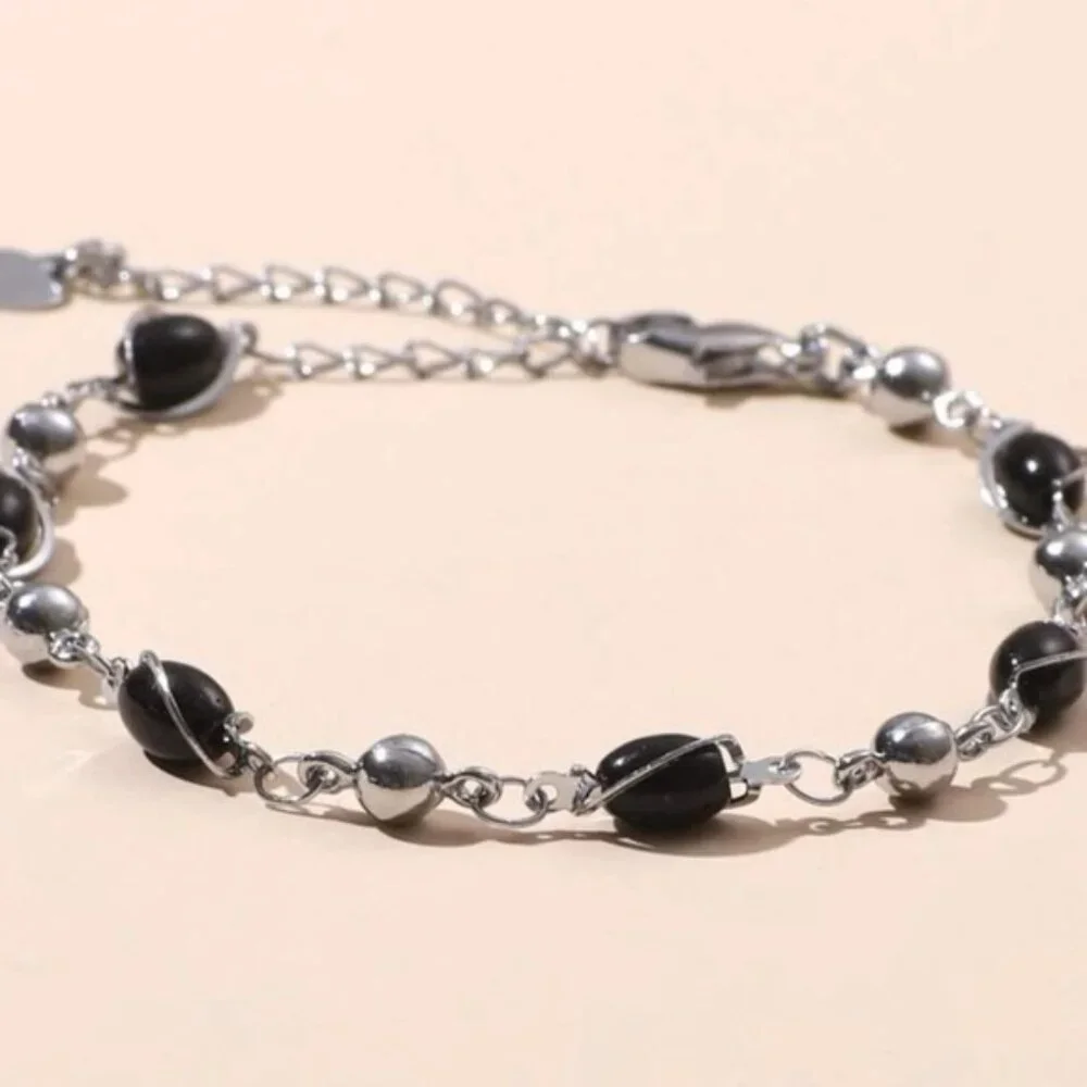 Sleek Silver and Black Bead Bracelet - Picture 3 of 5